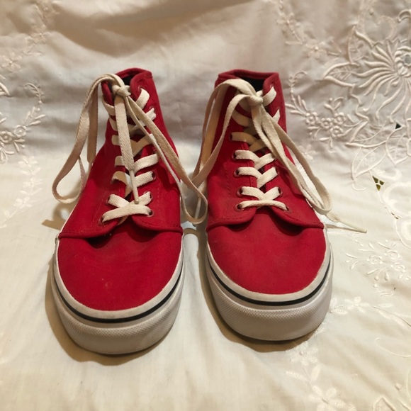vans red high tops womens